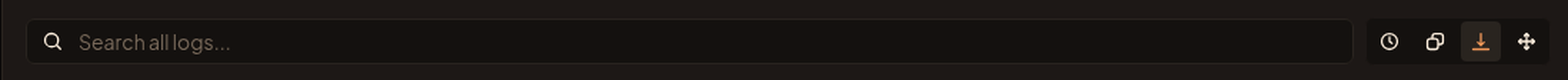The console toolbar with the search box and the timestamp, copy, auto-scroll, and fullscreen buttons.